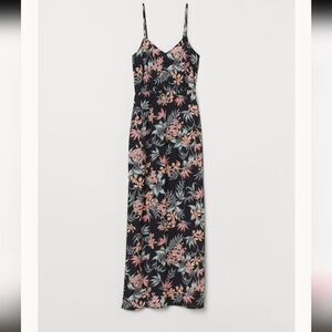 H&M Floral Black and Pink Maxi Dress Size 4/ small
